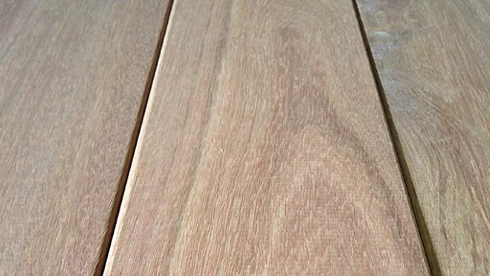 Terrassendiele Guyana Teak/Angelique/Basralocus KD, 25x140mm, Länge 3,95m, glatt/glatt, nachsortiert (A/B) Terrassendiele Guyana Teak/Angelique/Basralocus KD, 25x140mm, Länge 3,95m, glatt/glatt, nachsortiert (A/B)